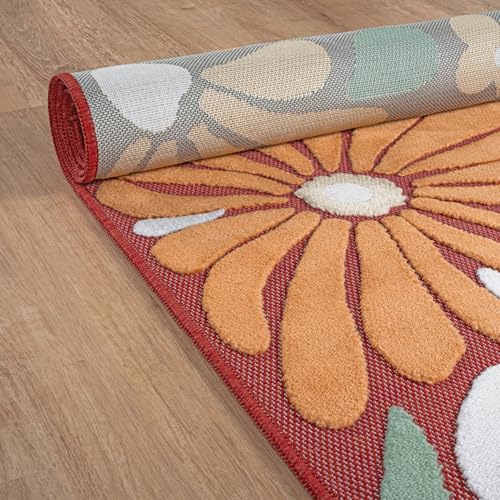 Outdoor Rug 6x9 Modern Floral Tropical Area Rugs for Outdoor and Indoor Patio Easy to Clean Non Shedding Living Room Porch Garden Washable Outside Carpet (58.5 Sq Ft)