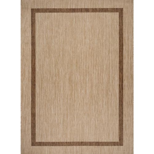 Bordered Outdoor Rug 6x9 Washable Outside Carpet for Indoor Patio Porch Waterproof Easy Cleaning Non Shedding Area Rugs Jute Beige