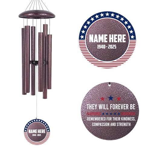 Personalized Wind Chimes for Memorial US Veteran
