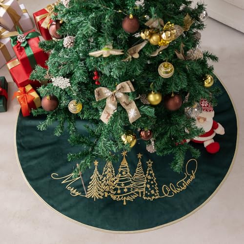 50 Inch Green Velvet Christmas Tree Skirt