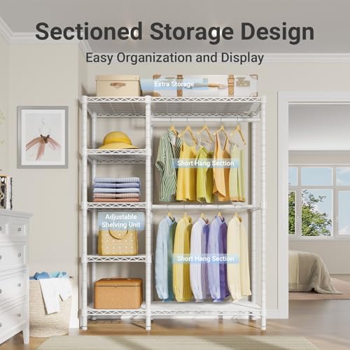V7 Clothing Rack with Shelves Heavy duty Closet for Hanging Clothes
