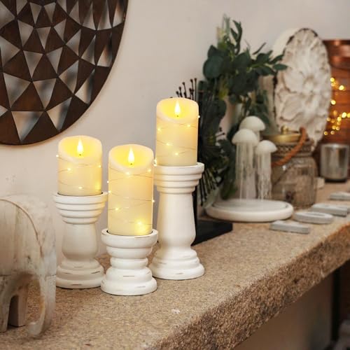 Flameless Candles with String Lights (3 count)