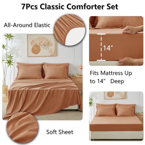 Queen Comforter Set with Sheets Pumpkin