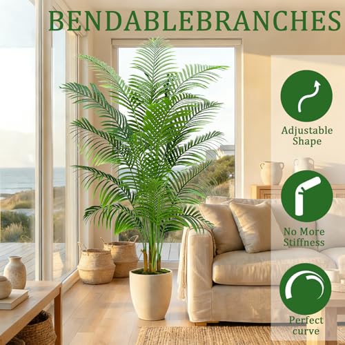 2 Pack Artificial Palm Tree Indoor Plant 7FT Tall Fake Tropical Palm Tree in Pot (2 Count)