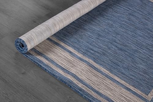 Outdoor Rug 8x10 Modern Bordered Area Rugs for Indoor and Outdoor Patio Deck Porch Garden Waterproof Weather Sun Resistant Washable Outside Carpet (80 Sq Ft)