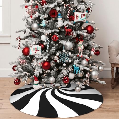48" Black and White Peppermint Candy Christmas Tree Skirt