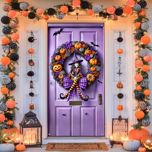 Halloween Door Banner Pumpkin Witch 35x71 Inch Polyester