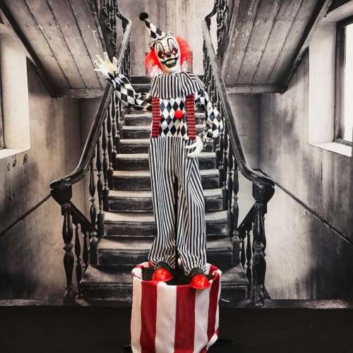 5.9 Ft. Talking Clown on Stage Halloween Animatronic (6ft Clown on Stand)