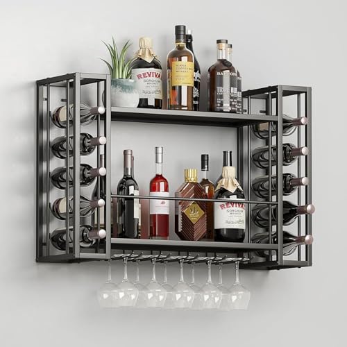 Wall Mounted Wine Rack with Glass Holder