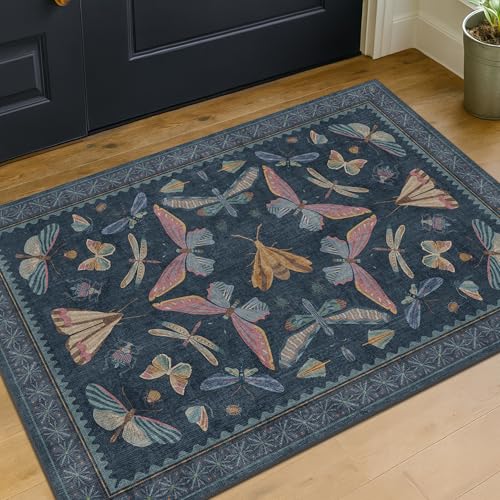 Dark Blue 2x4 Non Slip Bathroom Rug (8 Sq Ft)