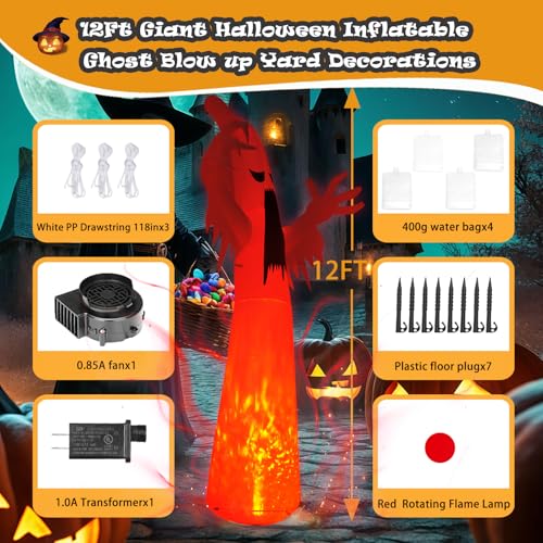 Halloween Inflatable Ghost Decoration (12FT Giant White Ghost)