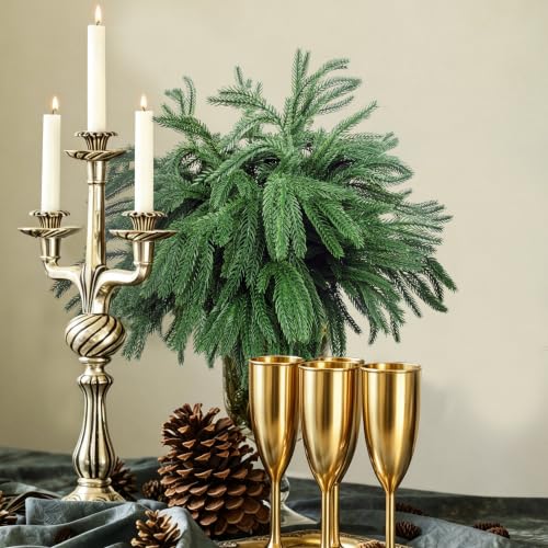 24 Pcs Artificial Norfolk Pine Branches Faux Christmas Stems (24 Count)