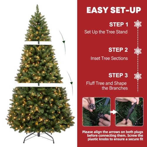 7 ft Prelit Artificial Christmas Tree with 300 Warm White LEDs