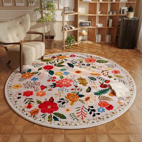 Round Area Rug 4ft Washable