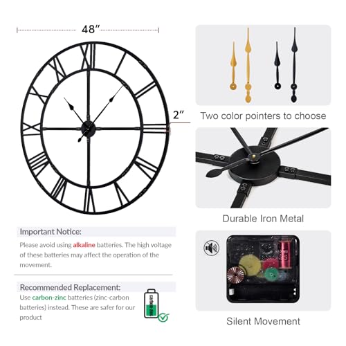 48 Inch Large Silent Wall Clock