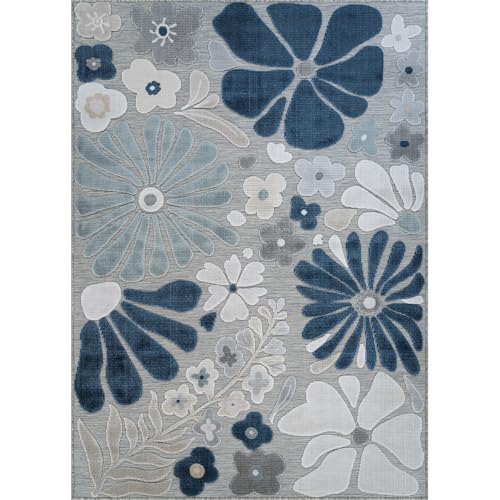Outdoor Rug 9x12 Large Modern Floral Tropical Area Rugs for Outdoor and Indoor Patio Easy to Clean Non Shedding Living Room Porch Garden Washable Outside Carpet (108 Sq Ft)