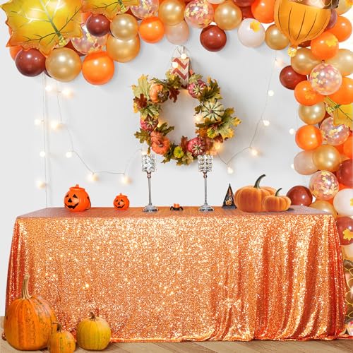 Sequin Tablecloth 60x102 Inch Orange Halloween Thanksgiving Party