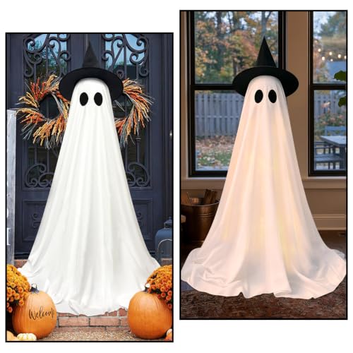 2Pack Halloween Ghost Decorations Outdoor with Remote Lights (2 Count)