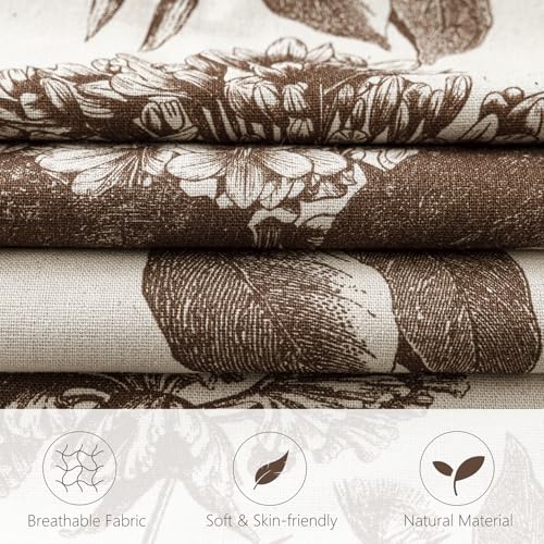 Set of 2 Linen Floral Throw Pillow Covers Neutral Vintage Print Decorative Cushion Covers Farmhouse Boho Home Decor for Sofa Chair Couch Bedroom Living Room (2 Count)