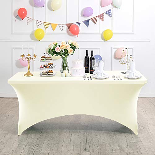 2Pack Spandex Table Cover for 6Ft or 4fT or 8ft Table Universal Fitted Stretch Tablecloth for Party