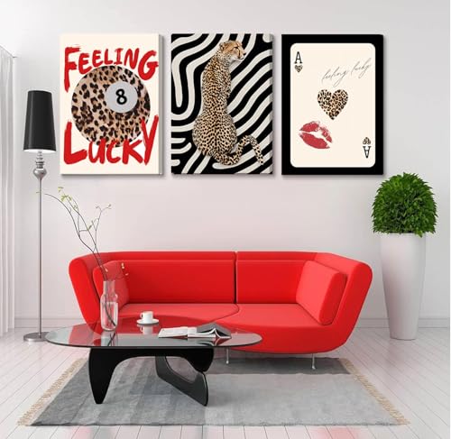 3Pcs Framed Trendy Leopard Print Canvas Wall Art (3 Count)