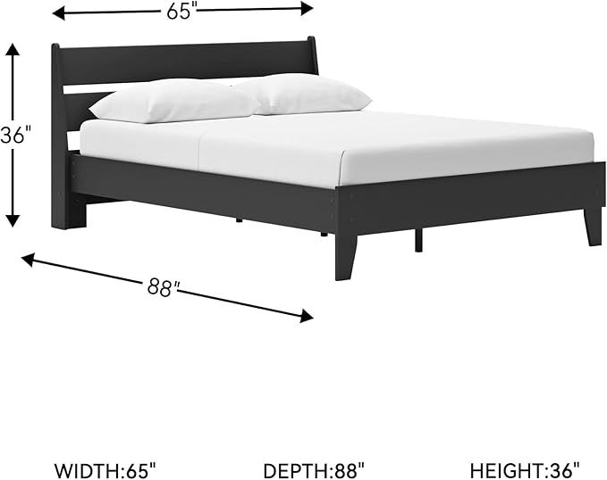 Signature Design by Ashley Socalle Casual Queen Panel Platform Bed, Foundation or Box Spring Not Needed, Black