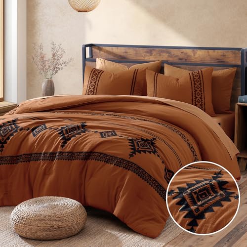 Embroidery Super King Comforter Set 7 Pieces Western Bed in a Bag