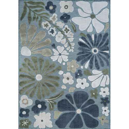 Outdoor Rug 8x10 Modern Floral Tropical Area Rugs for Outdoor and Indoor Patio Easy to Clean Non Shedding Living Room Porch Garden Washable Outside Carpet (80 Sq Ft)