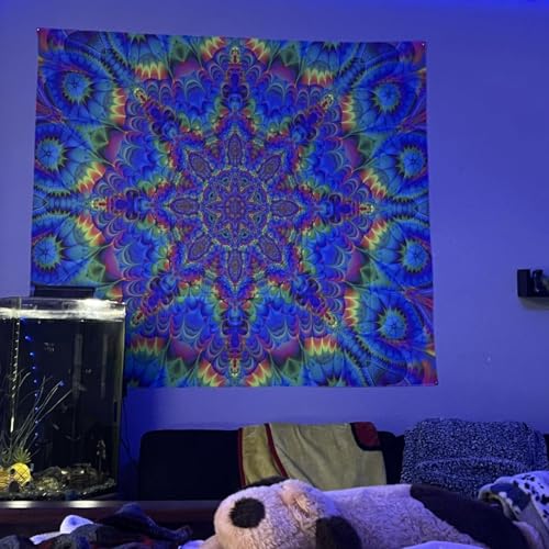 Blacklight Mandala Tapestry 59"x51"