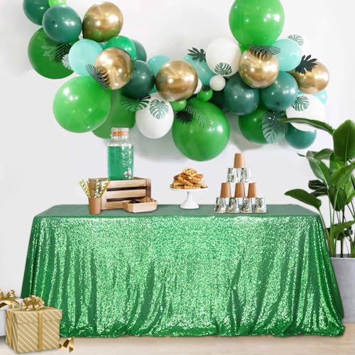Sequin Tablecloth 50x72 Inch Green for Wedding Party