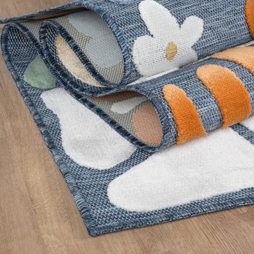 Outdoor Rug 6x9 Modern Floral Tropical Area Rugs for Outdoor and Indoor Patio Easy to Clean Non Shedding Living Room Porch Garden Washable Outside Carpet (58.5 Sq Ft)