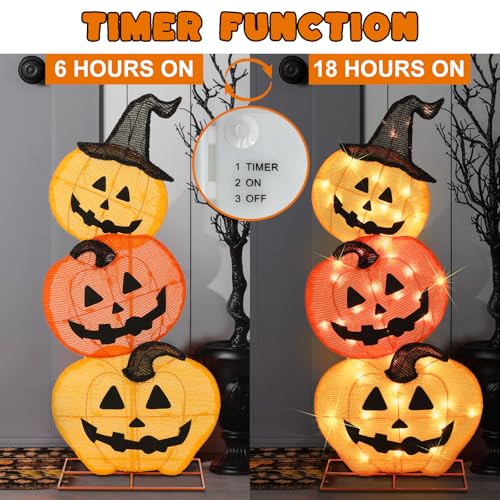 Halloween Lighted Stacked Pumpkins Decoration (Stacked Pumpkins)