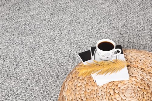 Indoor and Outdoor Runner Rug Gray Solid Boho Woven Design Easy (14 Sq Ft)