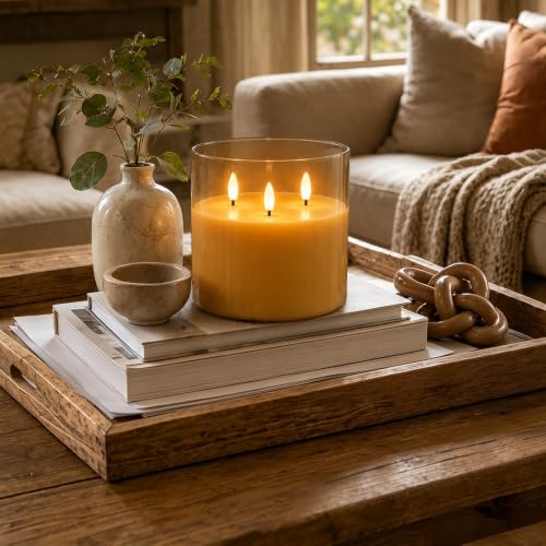 Amber Large Glass Flameless LED Candle