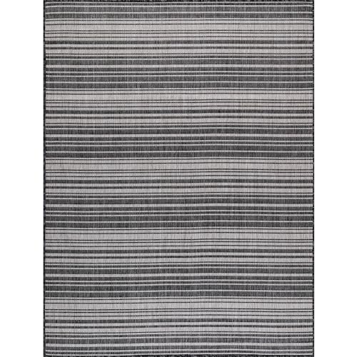 Stripe Outdoor Rug 10x14 Washable Outside Carpet for Indoor Patio Porch Waterproof Easy Cleaning Non Shedding Area Rugs Dark Gray 10 x 14 (140 Sq Ft)