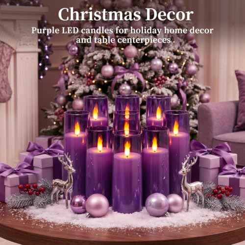Purple Flameless LED Pillar Candles (9 Count)