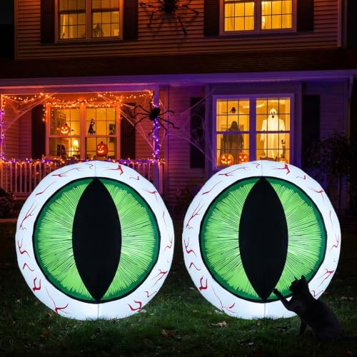 4FT Halloween Outdoor Inflatable Eyeball Yard Decor with LED Lights (4FT)
