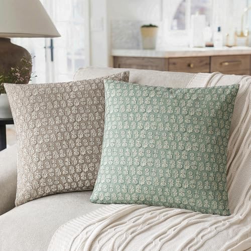 Decorative Floral Print Throw Pillow Covers 20×20 Inch (2 Count)