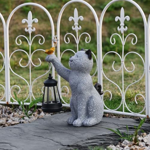 Solar Cat Garden Statue Outdoor Decor