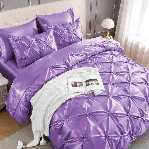 Satin Twin Comforter Set Lavender