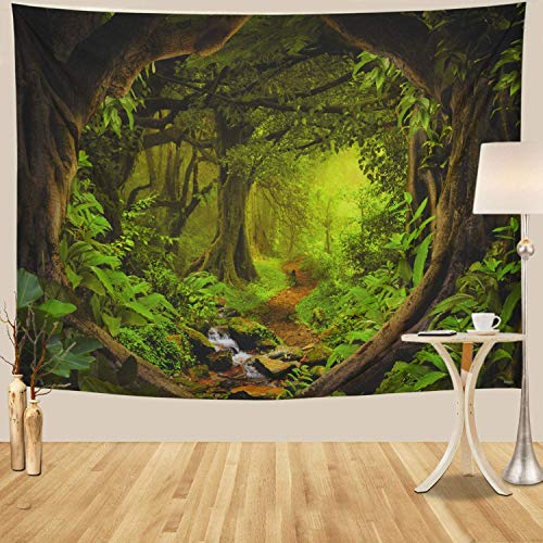 Misty Forest Tapestry Tree of Life Tapestries Fantasy Nature Landscape Wall Decor Rainforest Jungle Forest Tapestry Wall Haning for Bedroom Living Room