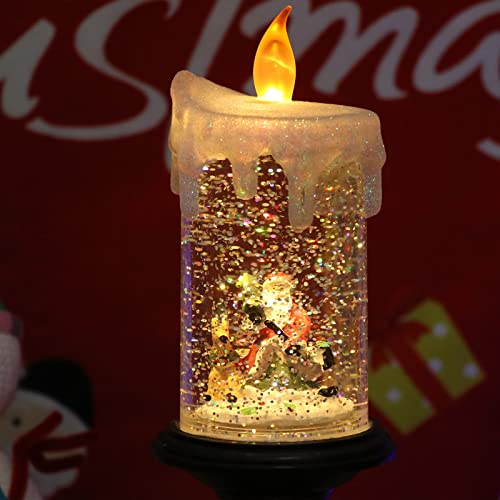 Santa Christmas Snow Globe Flameless Candle Battery Operated