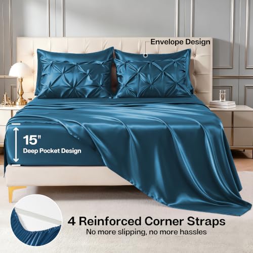 Satin Twin Comforter Set Teal