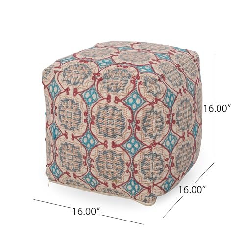 Boho Handmade Fabric Cube Pouf Ottoman Foot Stool
