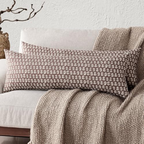 Long Floral Print Lumbar Throw Pillow Covers 14×36 Inch