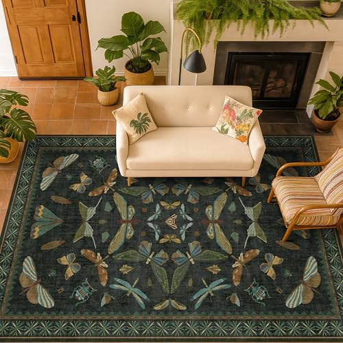 Dark Green Area Rugs 5x7 for Living Room (35 Sq Ft)