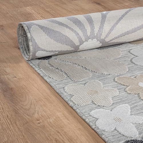Outdoor Rug 8x10 Modern Floral Tropical Area Rugs for Outdoor and Indoor Patio Easy to Clean Non Shedding Living Room Porch Garden Washable Outside Carpet (80 Sq Ft)
