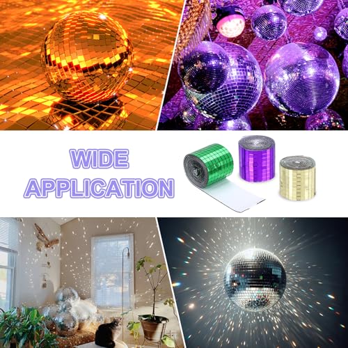 Self Adhesive Glass Mirror Mosaic Tiles 3200 Pcs 5 x 5 mm Disco Tiles for Craft Decoration Glass Mirror Disco Ball 2 Rolls (2 Count)