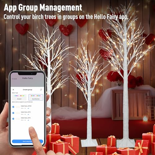 Smart Lighted Birch Trees 4FT 5FT 6FT (3 Count)