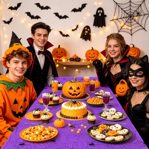 6 Pack Halloween Spiderweb Plastic Tablecloth 54" x 108"
